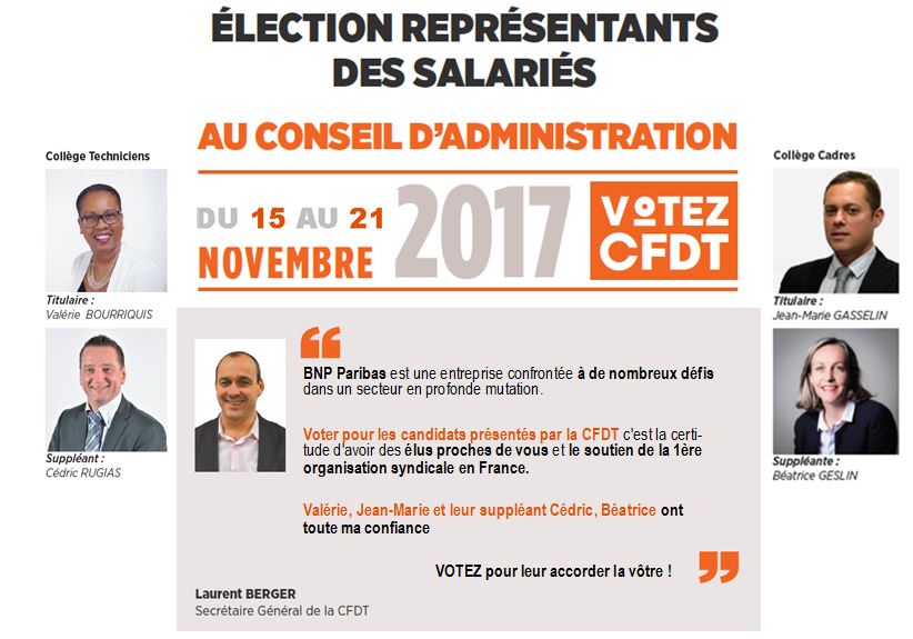 Election des représentants des salariés au Conseil d'Administration